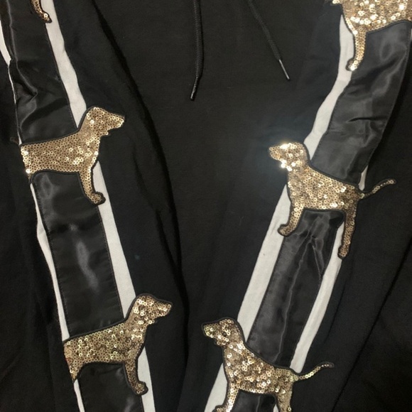 PINK VS BLING DOGGIE HOODIE / YOGA LEGGINGS OUTFIT SET LARGE - Picture 6 of 12